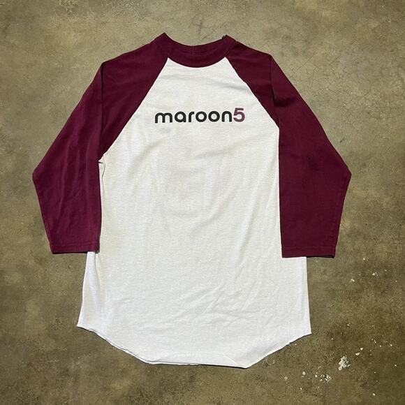 Vintage Y2k Maroon 5 White Raglan Band T-Shirt - Picture 1 of 4
